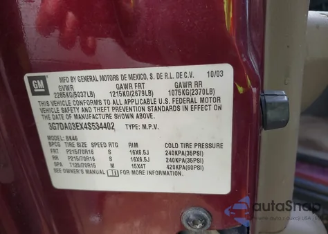 2004 Pontiac Aztek z USA, uszkodzony, nr VIN 3G7DA03EX4S534402